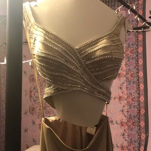 La femne Champagne two piece prom dress